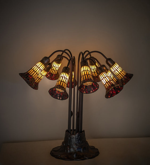 Meyda Tiffany 261667 Ten Light Table Lamp, Mahogany Bronze