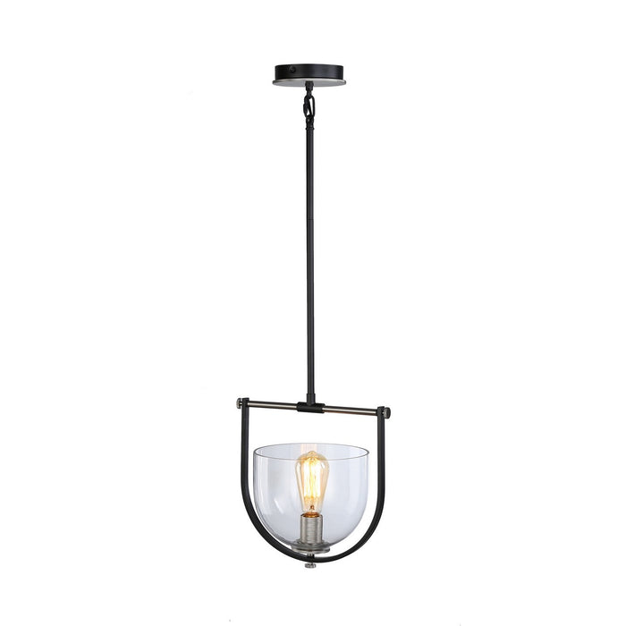 Artcraft AC11741NB One Light Pendant, Black & Nickel
