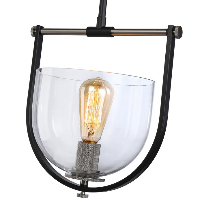 Artcraft AC11741NB One Light Pendant, Black & Nickel