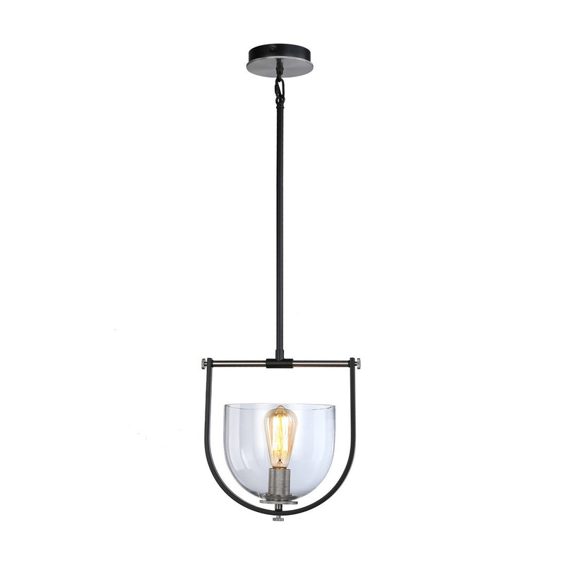 Artcraft AC11741NB One Light Pendant, Black & Nickel