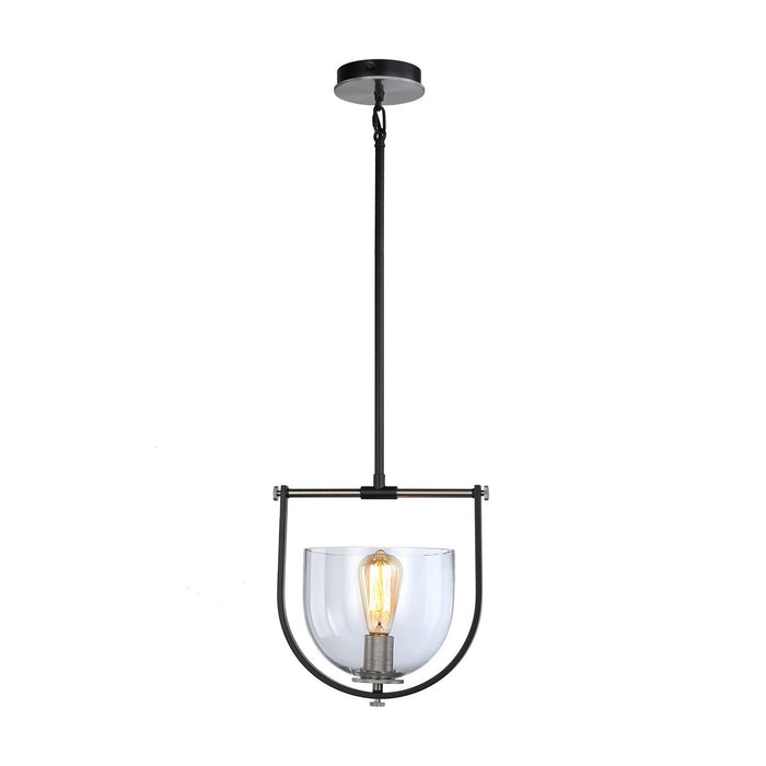 Artcraft AC11741NB One Light Pendant, Black & Nickel