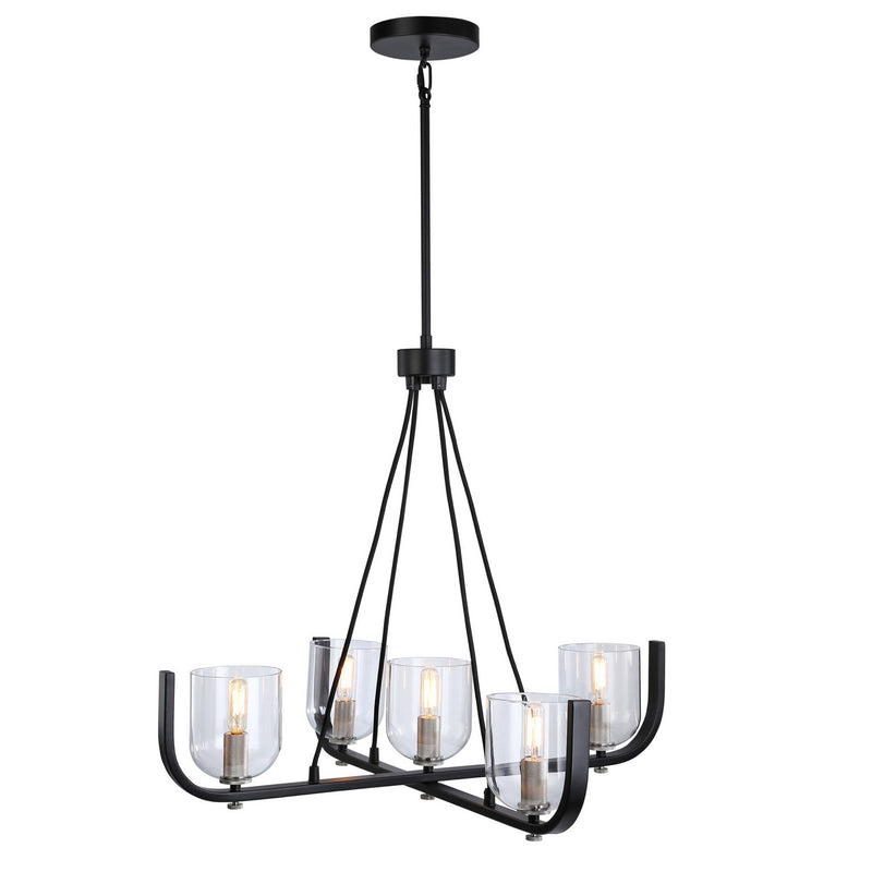 Artcraft AC11746NB Five Light Chandelier, Black & Nickel