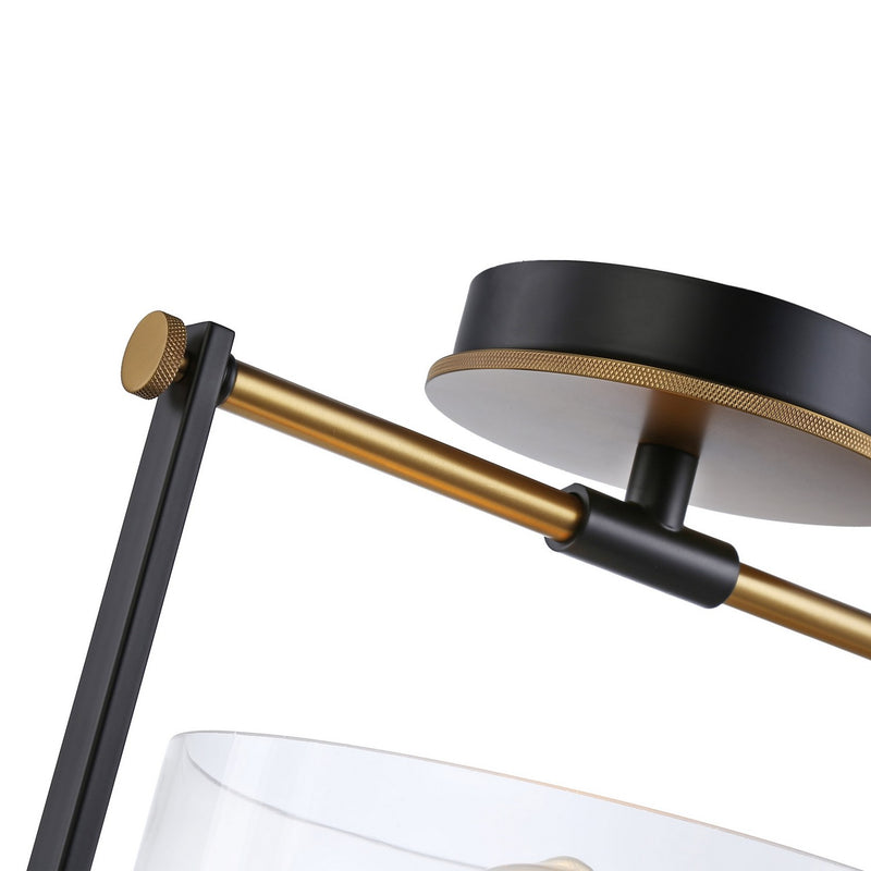 Artcraft AC11743BB One Light Semi-Flush Mount, Black & Brass