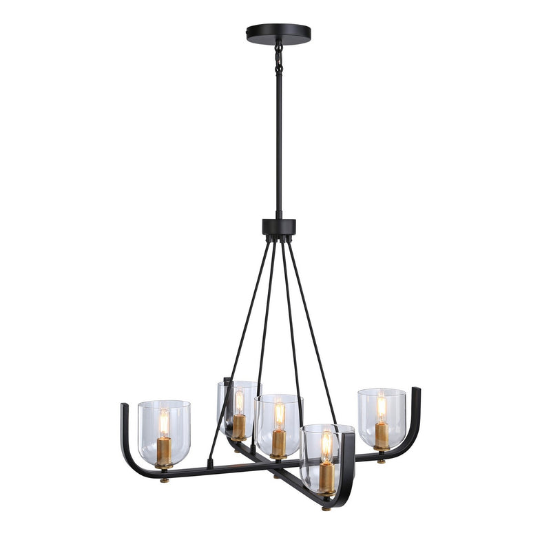 Artcraft AC11746BB Five Light Chandelier, Black & Brass