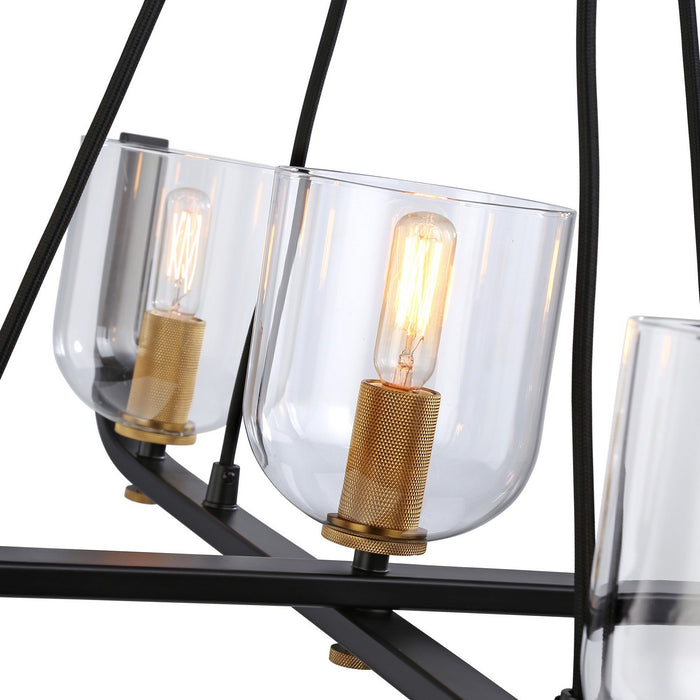 Artcraft AC11746BB Five Light Chandelier, Black & Brass