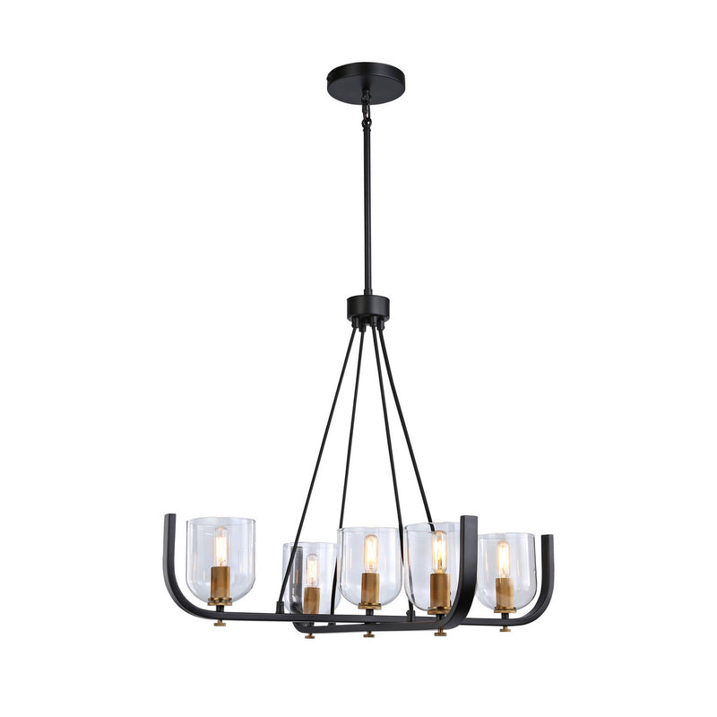 Artcraft AC11746BB Five Light Chandelier, Black & Brass