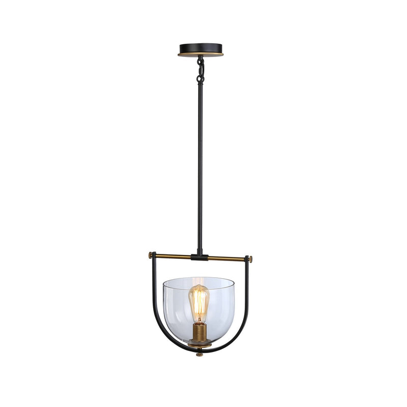 Artcraft AC11741BB One Light Pendant, Black & Brass