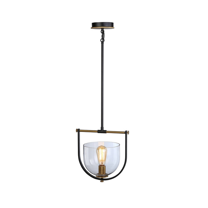 Artcraft AC11741BB One Light Pendant, Black & Brass