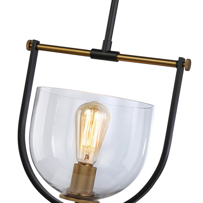 Artcraft AC11741BB One Light Pendant, Black & Brass