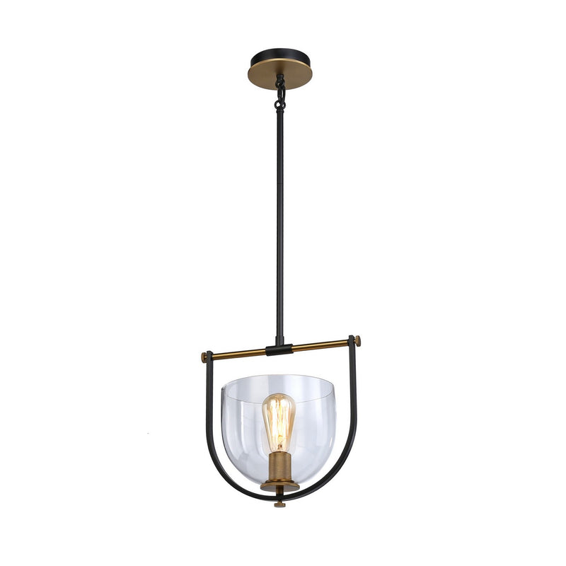 Artcraft AC11741BB One Light Pendant, Black & Brass