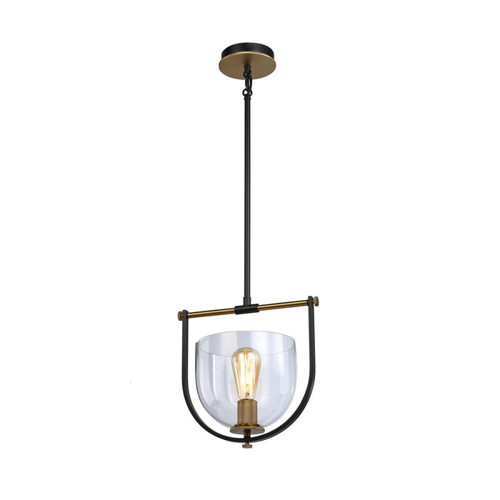 Artcraft AC11741BB One Light Pendant, Black & Brass