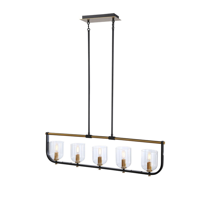 Artcraft AC11745BB Five Light Island Pendant, Black & Brass