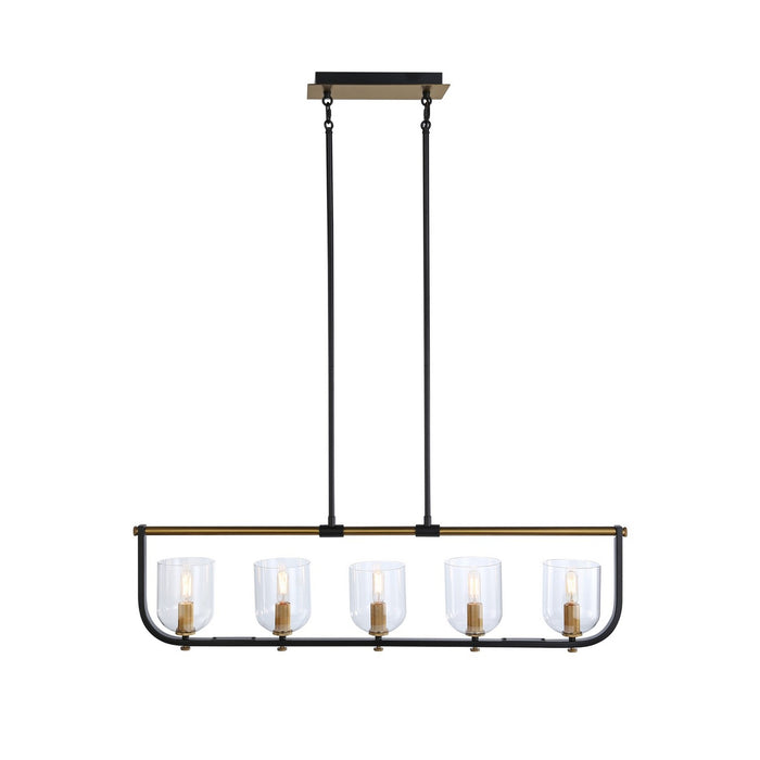Artcraft AC11745BB Five Light Island Pendant, Black & Brass