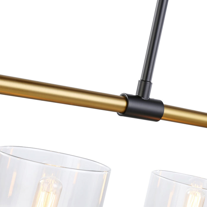 Artcraft AC11745BB Five Light Island Pendant, Black & Brass