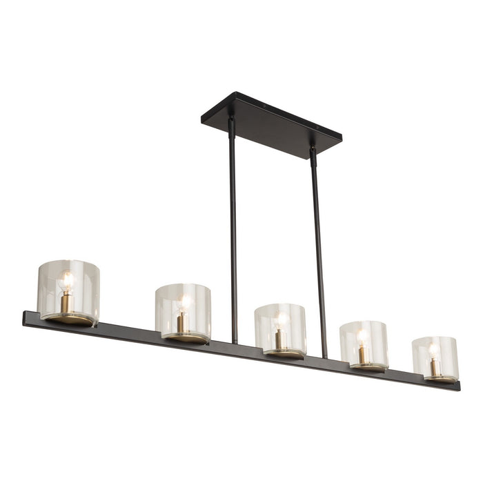 Artcraft AC11825BB Five Light Island Pendant, Black and Brass