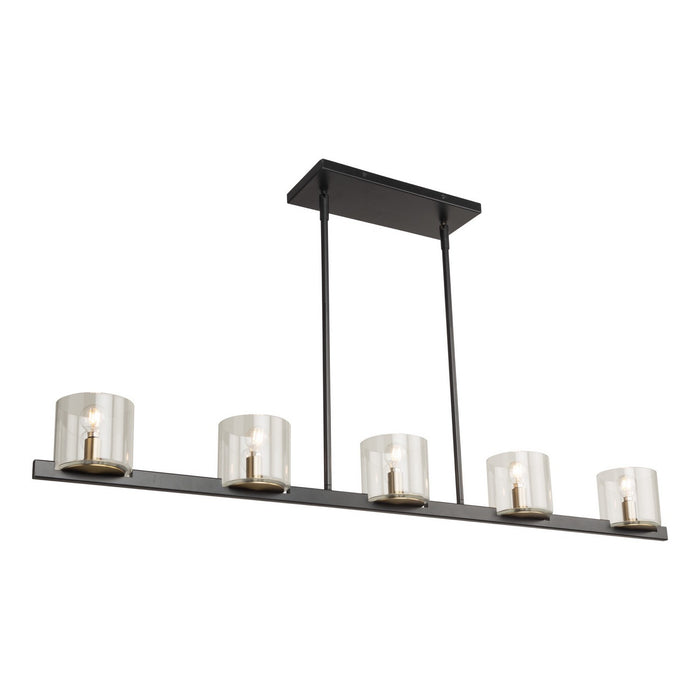 Artcraft AC11825BB Five Light Island Pendant, Black and Brass
