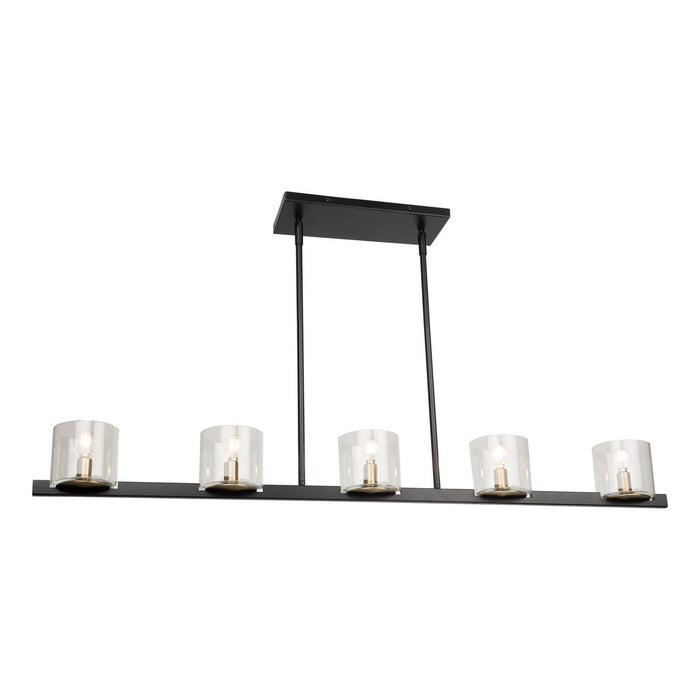 Artcraft AC11825BB Five Light Island Pendant, Black and Brass