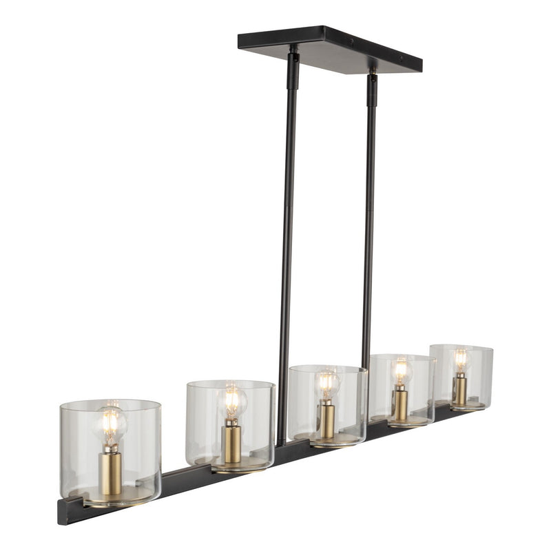 Artcraft AC11825BB Five Light Island Pendant, Black and Brass
