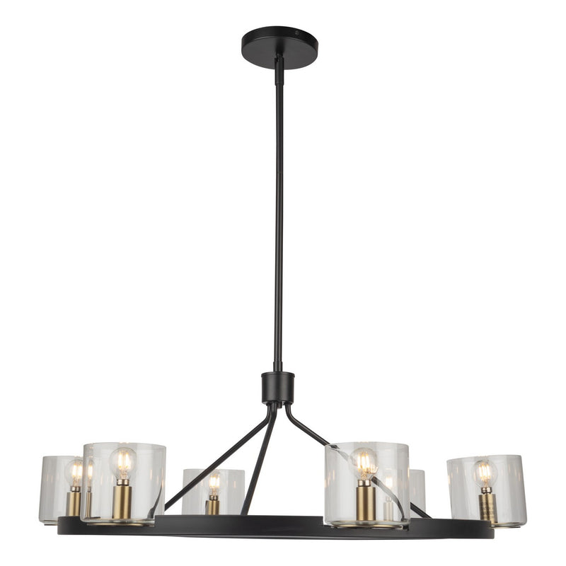 Artcraft AC11826BB Six Light Chandelier, Black and Brass
