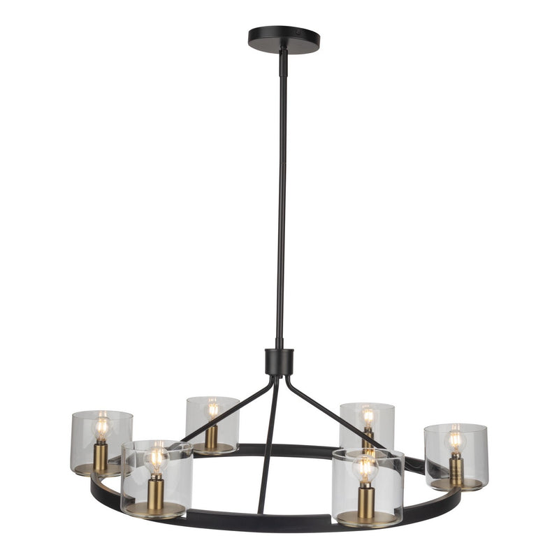 Artcraft AC11826BB Six Light Chandelier, Black and Brass