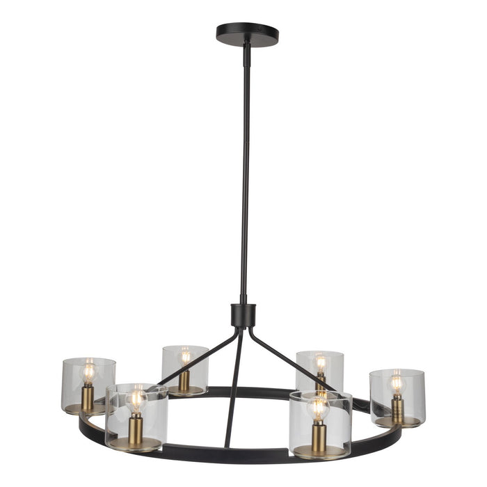 Artcraft AC11826BB Six Light Chandelier, Black and Brass