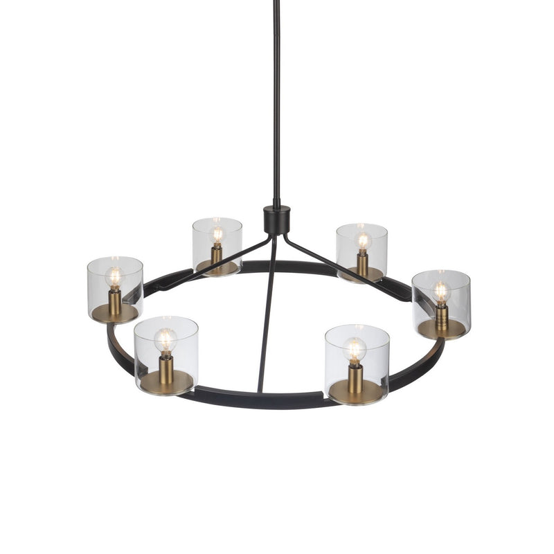 Artcraft AC11826BB Six Light Chandelier, Black and Brass