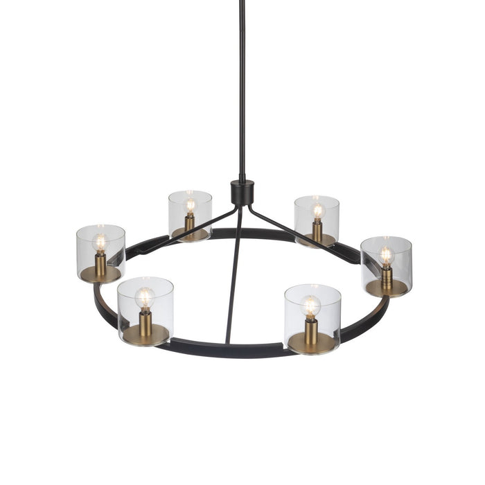Artcraft AC11826BB Six Light Chandelier, Black and Brass