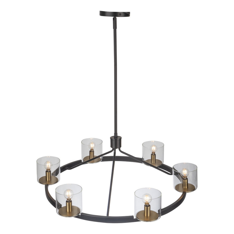 Artcraft AC11826BB Six Light Chandelier, Black and Brass