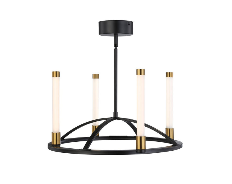 Artcraft SC13084BB LED Chandelier, Matte Black & Brass