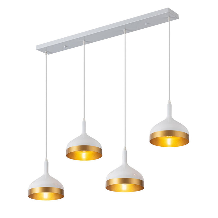 Artcraft SC13354WH Four Light Island Pendant, White & Gold