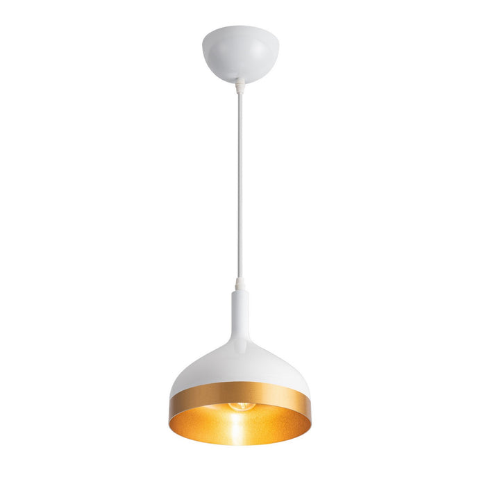 Artcraft SC13351WH One Light Pendant, White & Gold