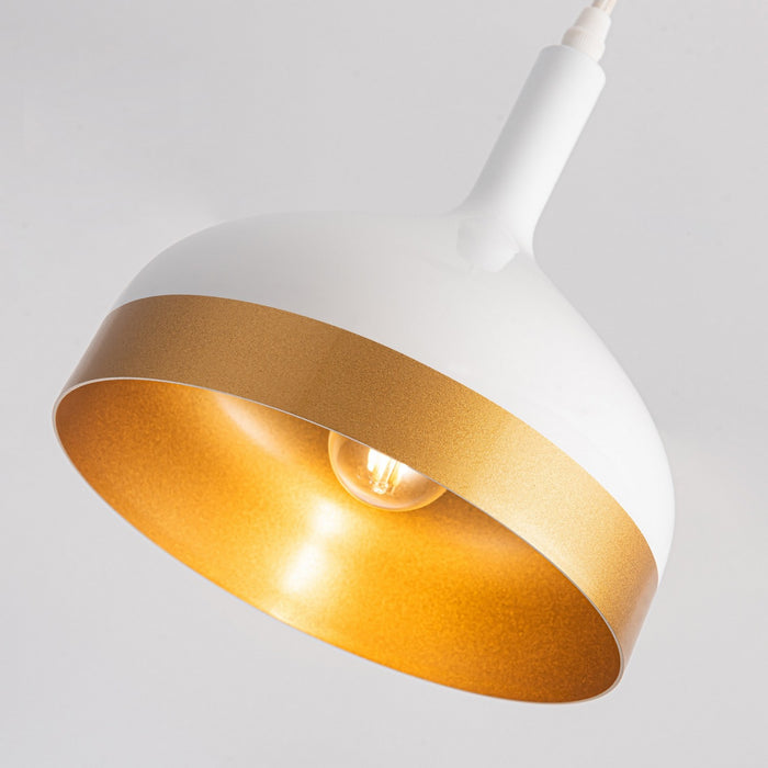 Artcraft SC13351WH One Light Pendant, White & Gold