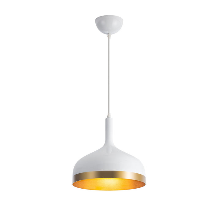 Artcraft SC13350WH One Light Pendant, White & Gold