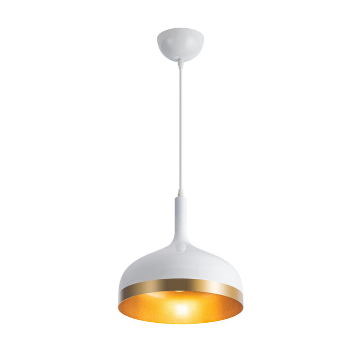 Artcraft SC13350WH One Light Pendant, White & Gold