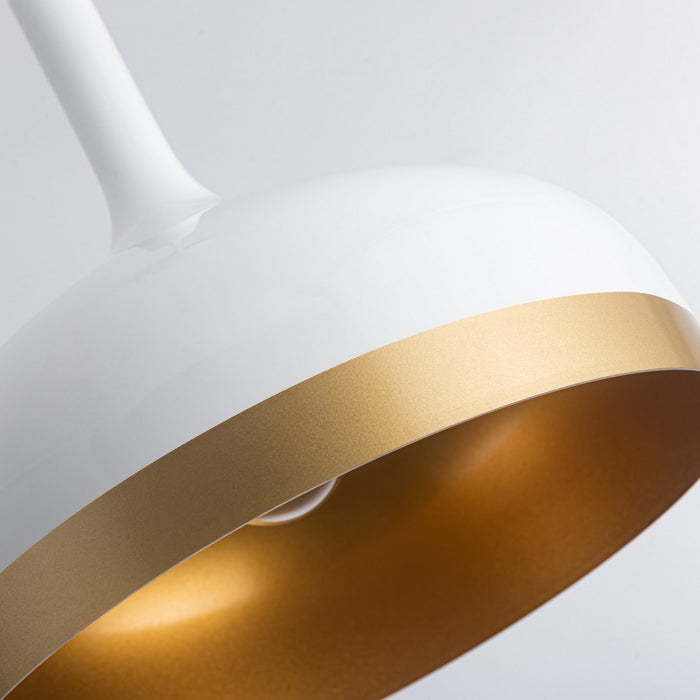 Artcraft SC13350WH One Light Pendant, White & Gold