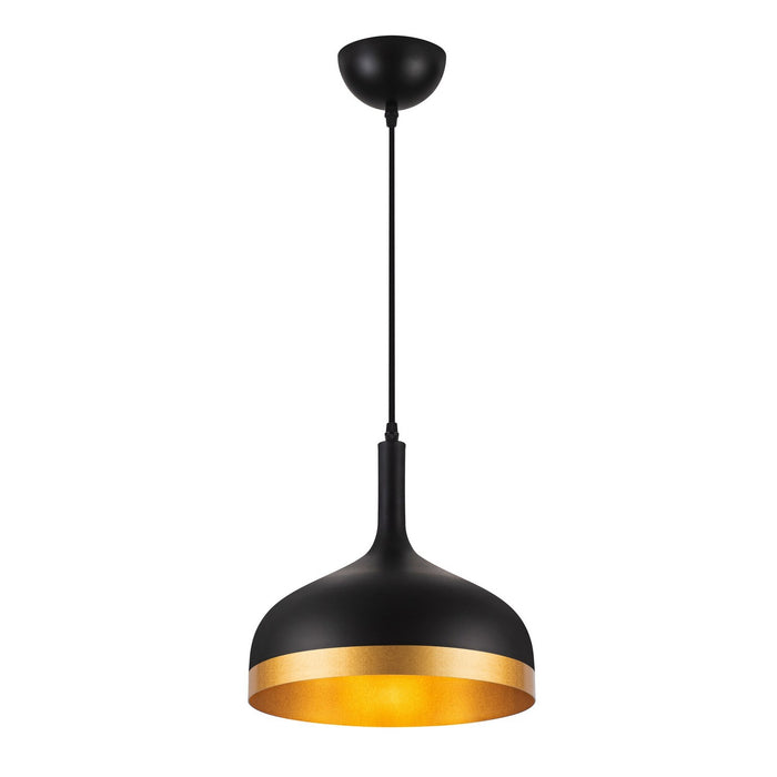 Artcraft SC13350BK One Light Pendant, Black & Gold