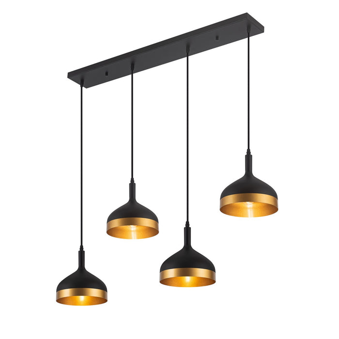 Artcraft SC13354BK Four Light Island Pendant, Black & Gold