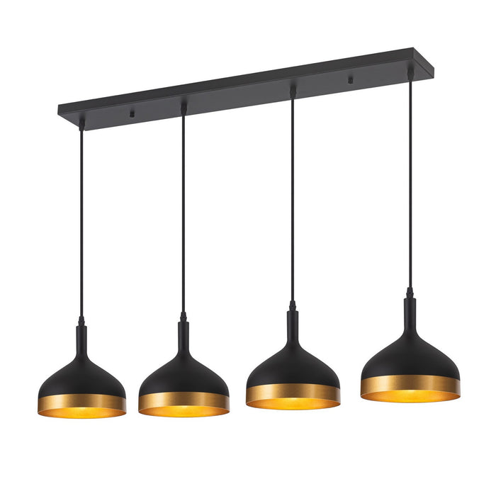 Artcraft SC13354BK Four Light Island Pendant, Black & Gold