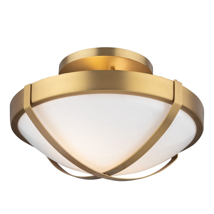 Artcraft AC11703BR Two Light Flush Mount, Brushed Brass