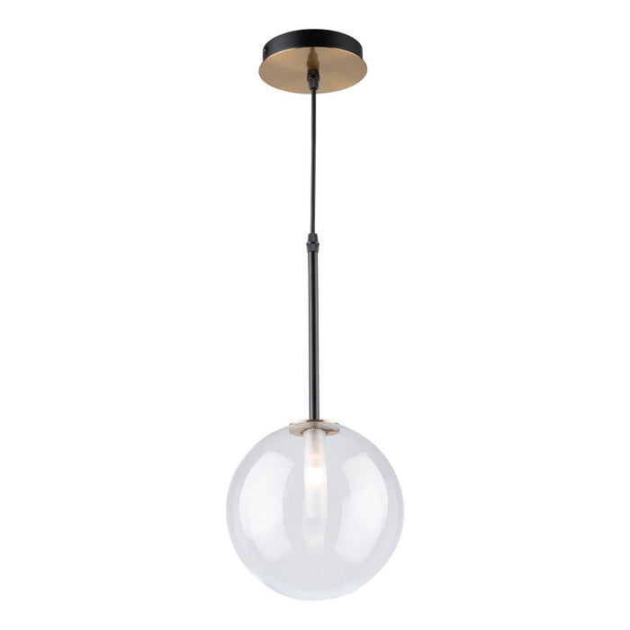 Artcraft AC11761VB One Light Pendant, Matte Black & Brass