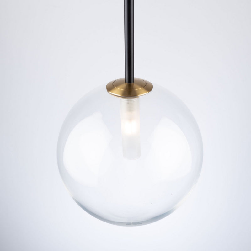 Artcraft AC11761VB One Light Pendant, Matte Black & Brass