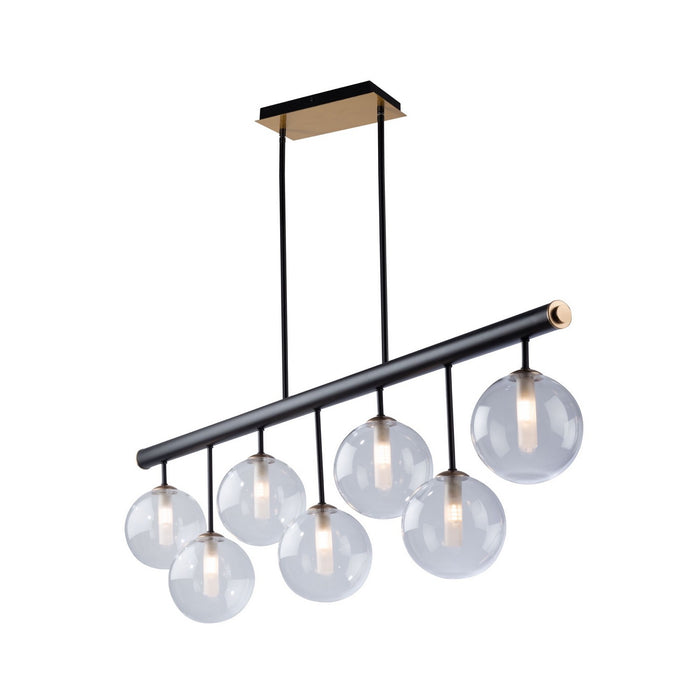 Artcraft AC11767VB Seven Light Island Pendant, Matte Black & Brass