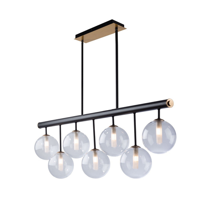 Artcraft AC11767VB Seven Light Island Pendant, Matte Black & Brass