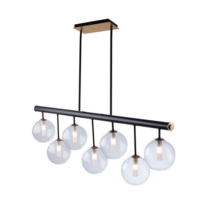 Artcraft AC11767VB Seven Light Island Pendant, Matte Black & Brass
