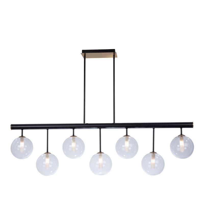 Artcraft AC11767VB Seven Light Island Pendant, Matte Black & Brass