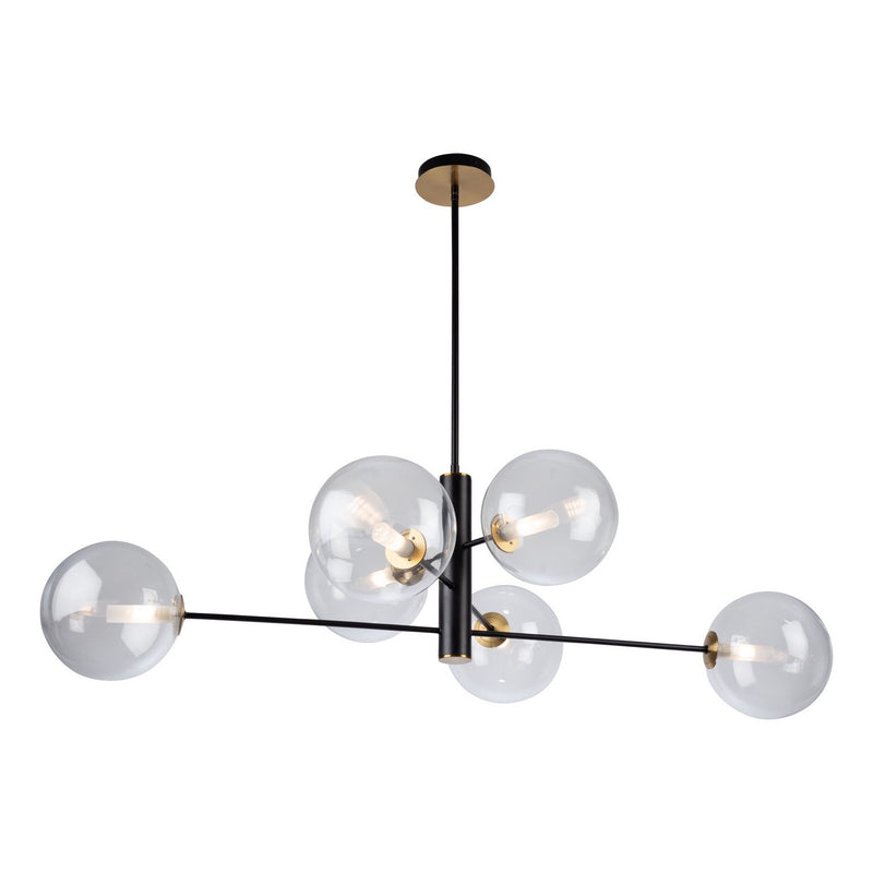 Artcraft AC11766VB Six Light Chandelier, Matte Black & Brass