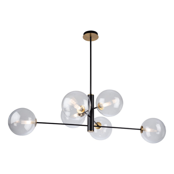 Artcraft AC11766VB Six Light Chandelier, Matte Black & Brass
