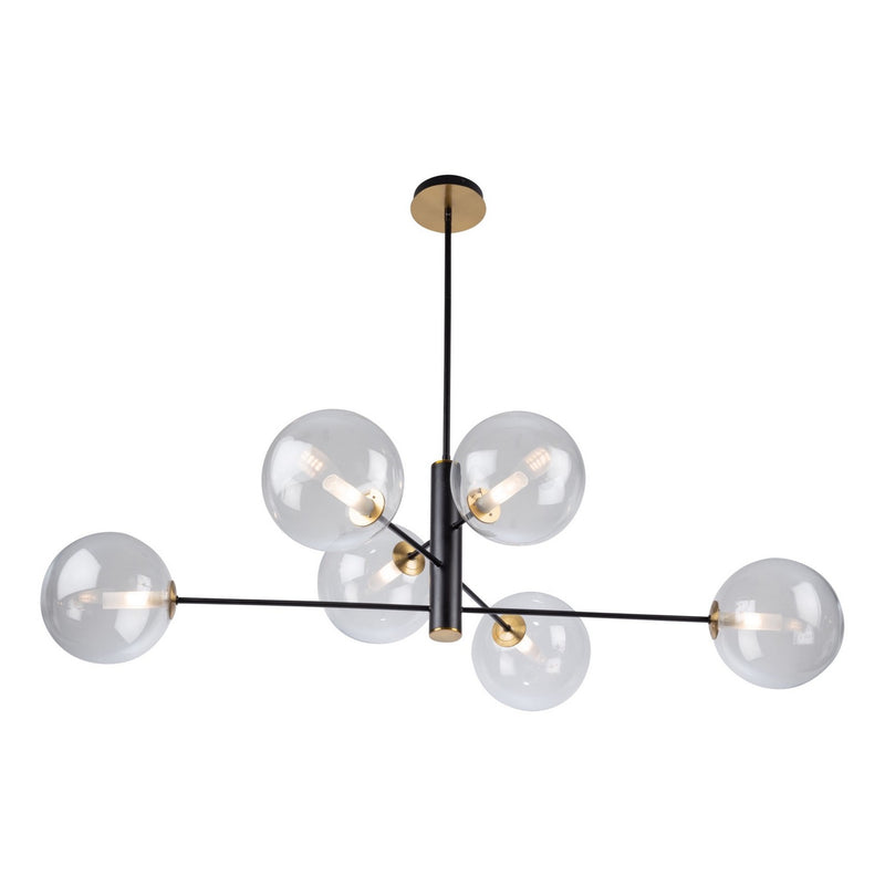 Artcraft AC11766VB Six Light Chandelier, Matte Black & Brass