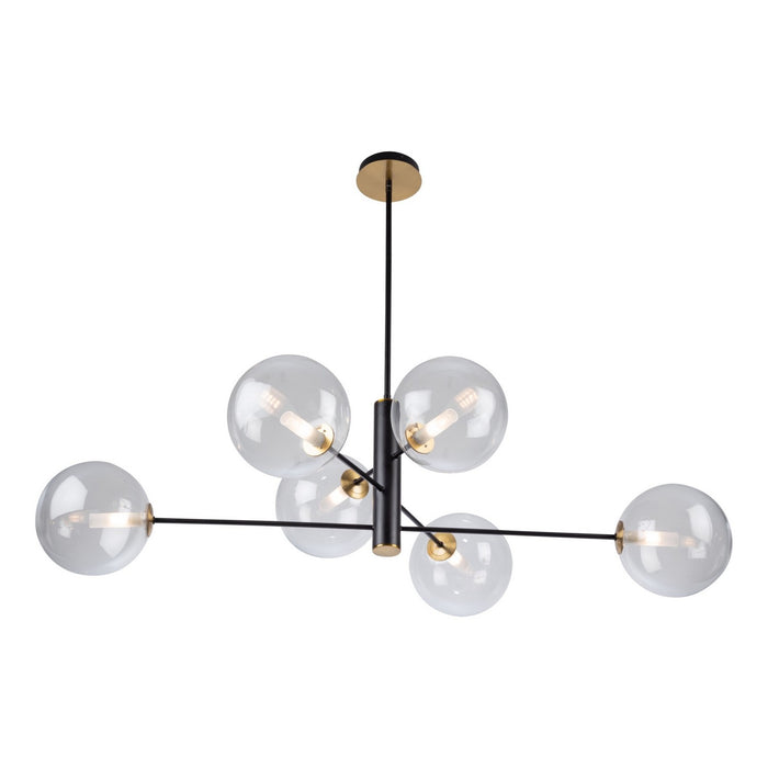 Artcraft AC11766VB Six Light Chandelier, Matte Black & Brass
