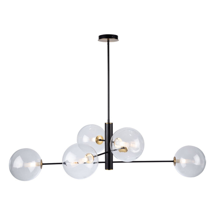 Artcraft AC11766VB Six Light Chandelier, Matte Black & Brass
